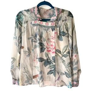 Gorgeous MATTHEW WILLIAMSON Bird & Flower Print Shirt - Size 6